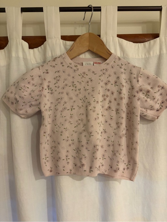 Zara Other - ZARA Light Pink Floral Knit Sweater Top